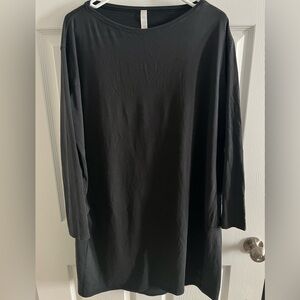 Lululemon Back in Action Long Sleeve Dress Size 8 Black Relaxed Fit Pima Cotton